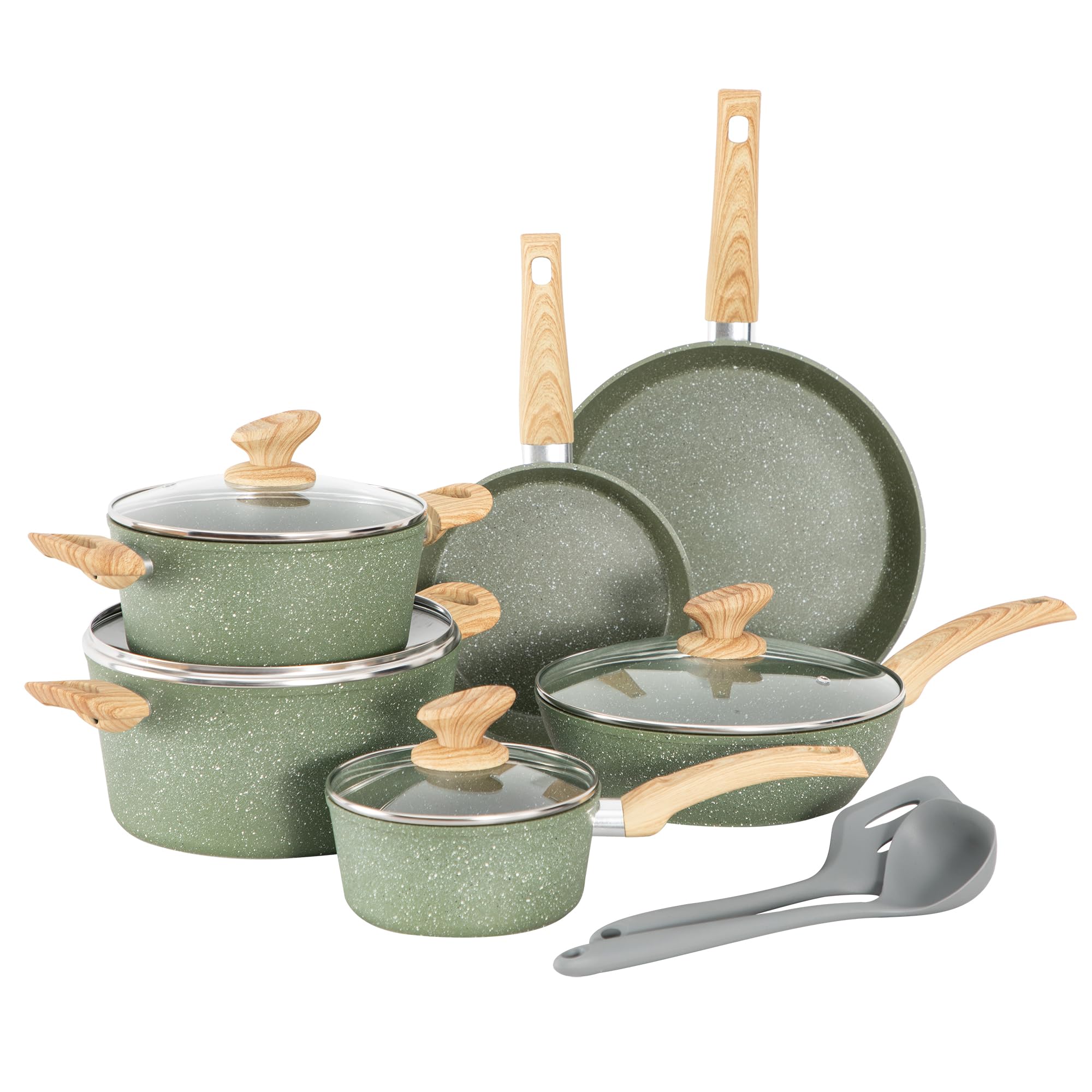 12 Piece Pots and Pans Set Granite Cooking Set