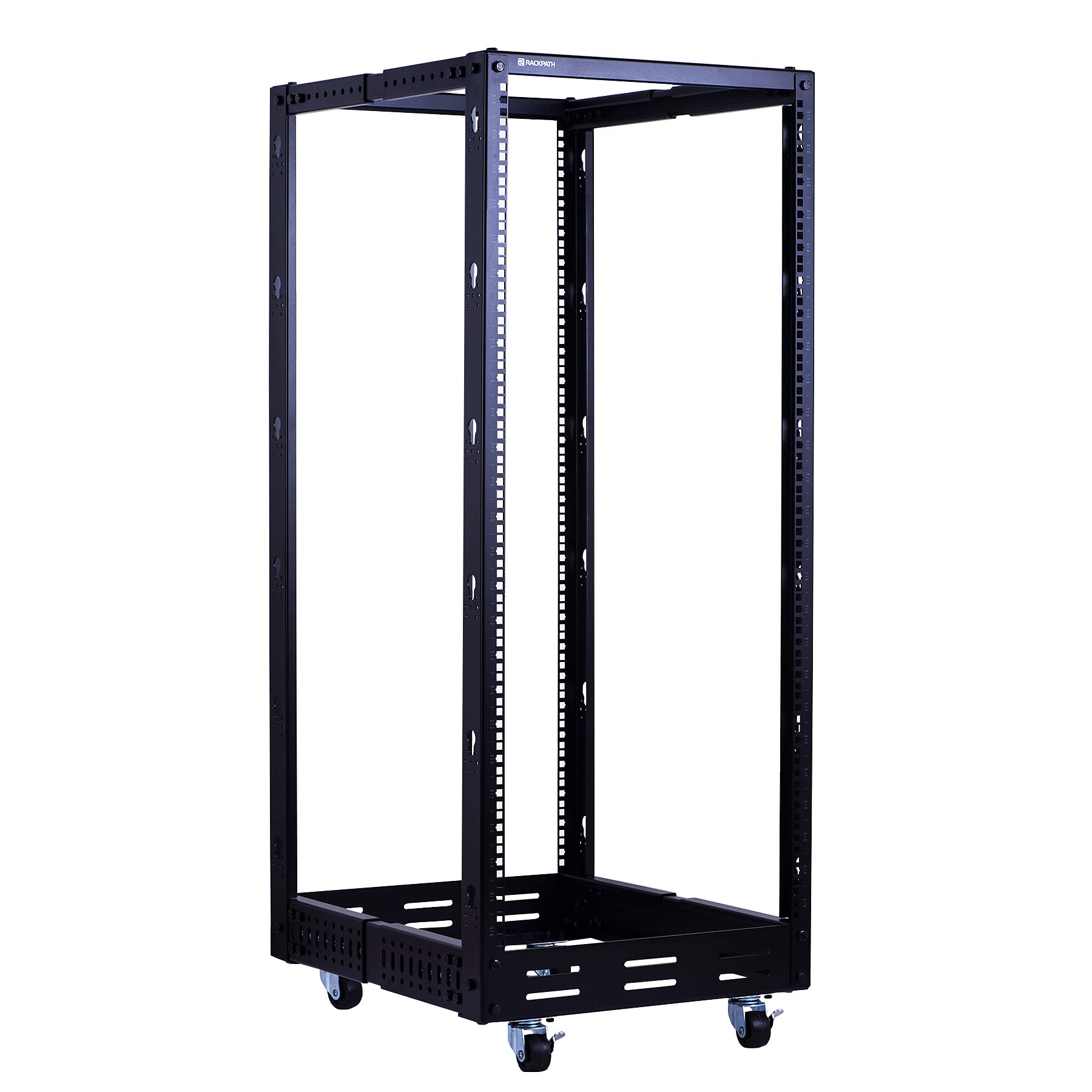 12U Open Frame Server Rack – Heavy Duty 4 Post Adjustable Depth with Casters