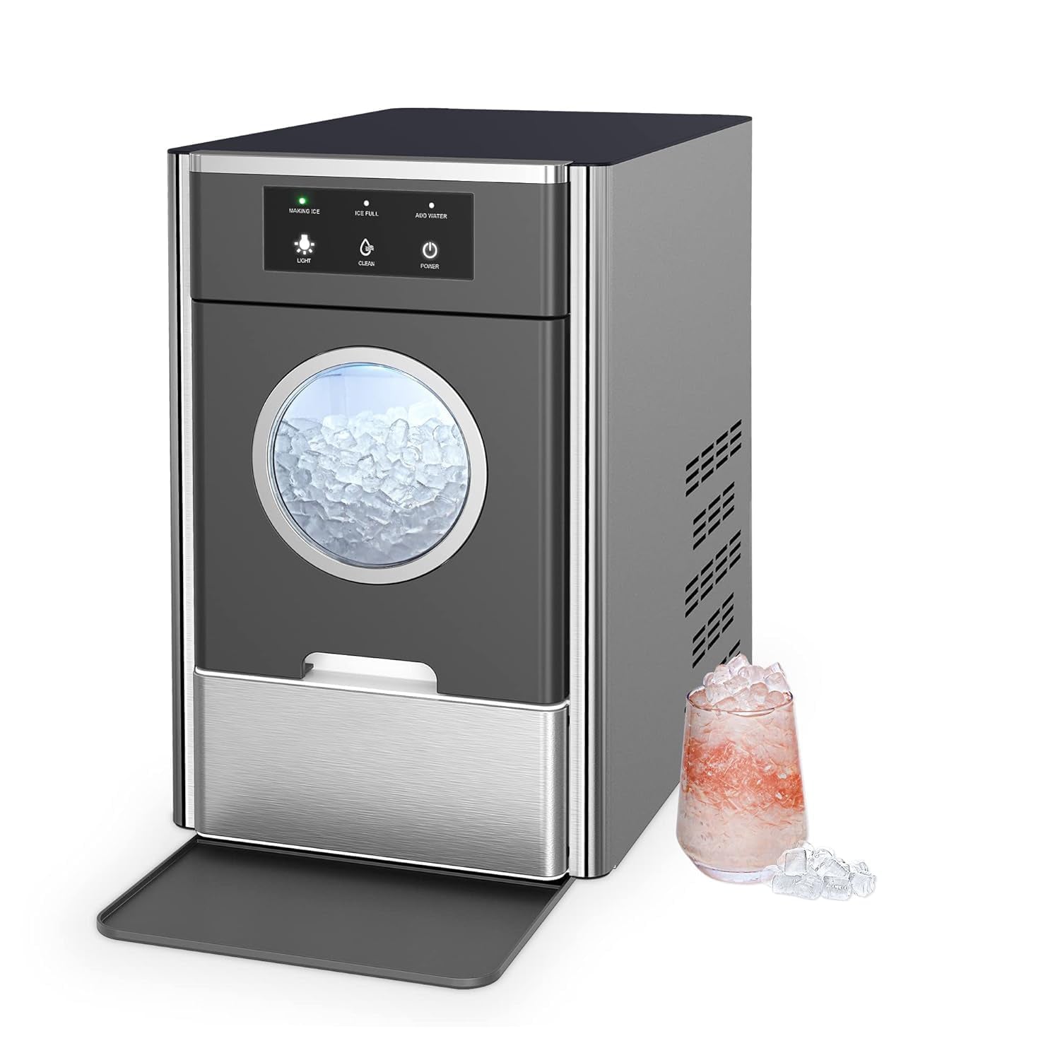 Ice Maker Countertop, Self-Cleaning Pebble Ice Maker