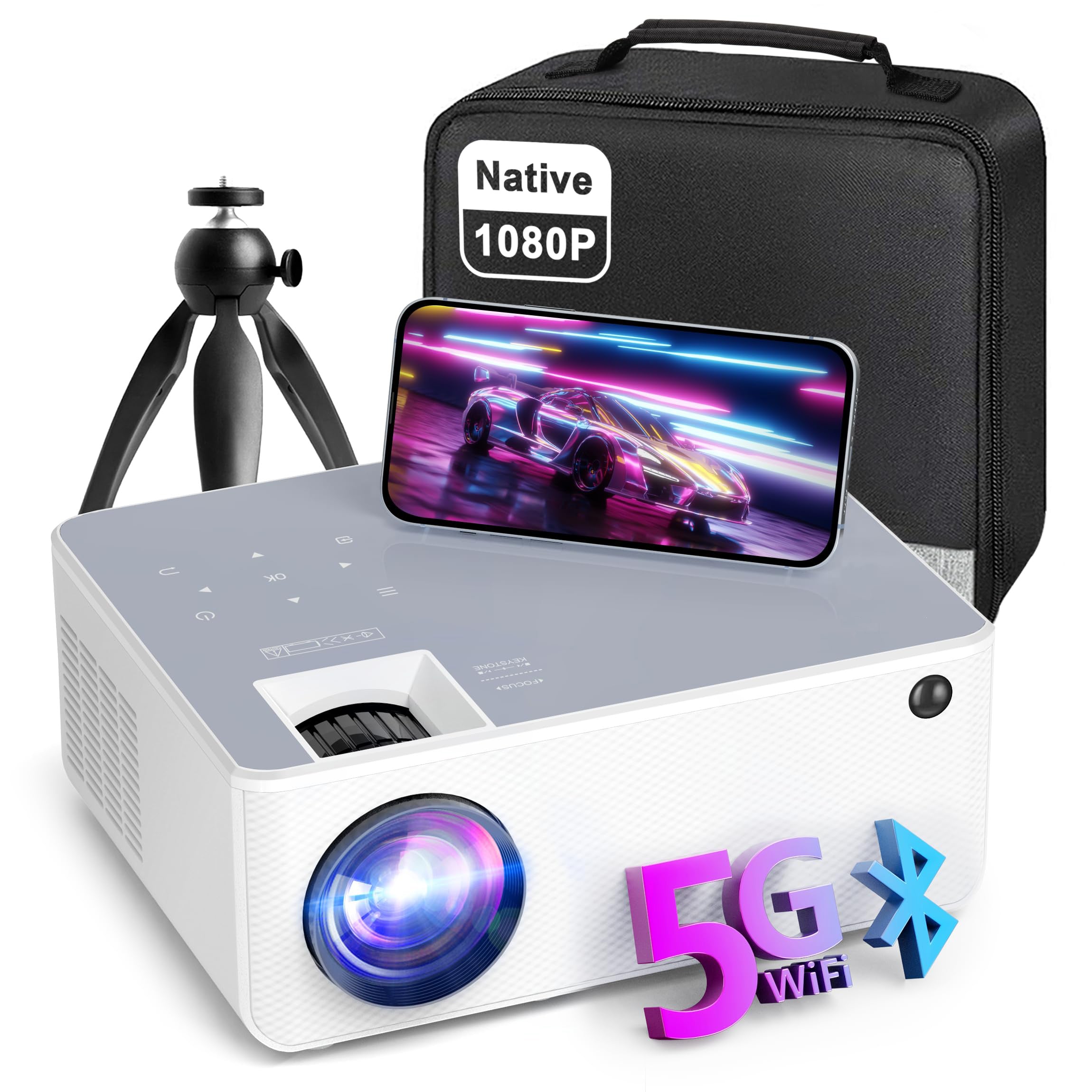 1080P HD Projector, WiFi Bluetooth Projectors, Max 230”