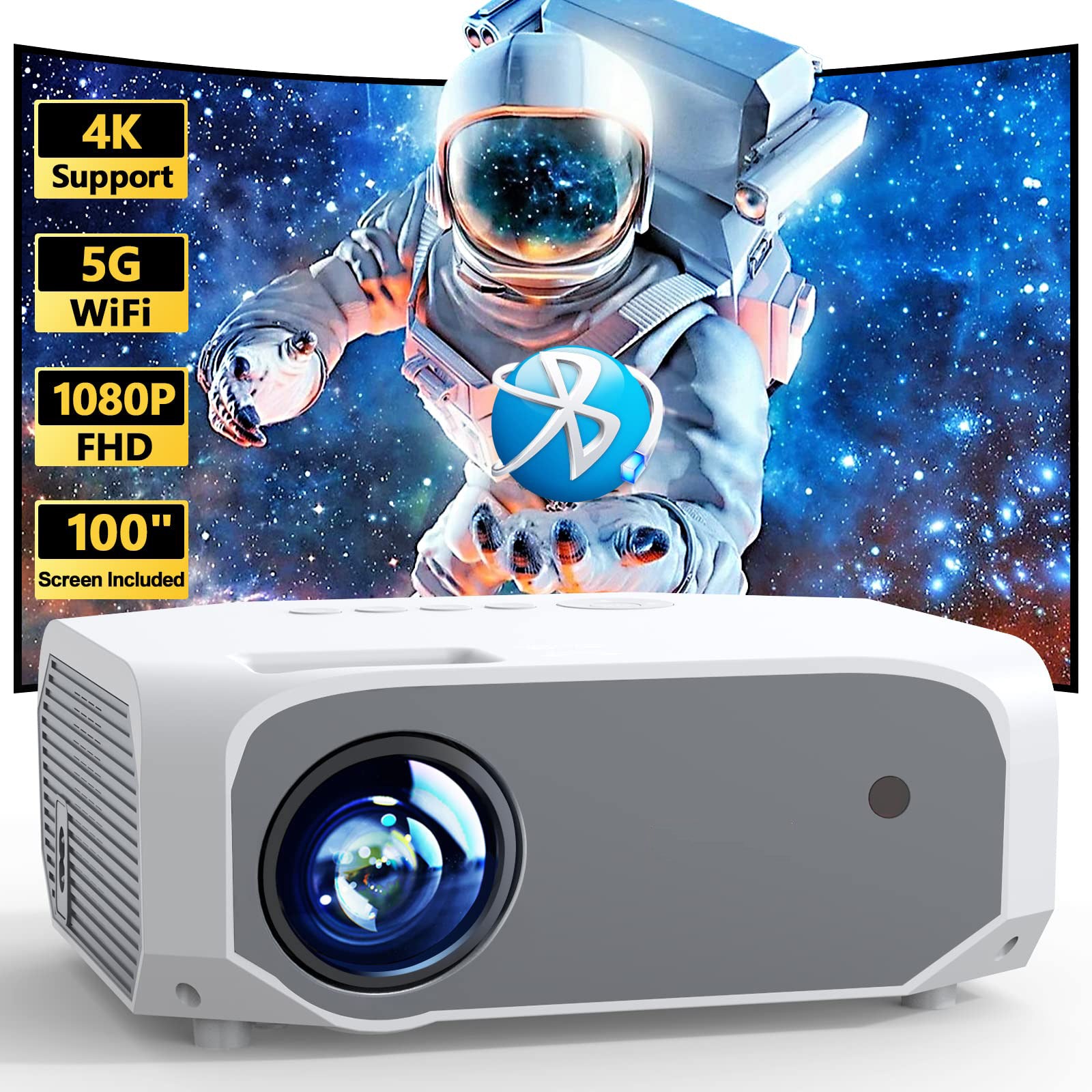 12000L Outdoor Movie Projector Native 1080P 4k with 5G WiFi and Bluetooth