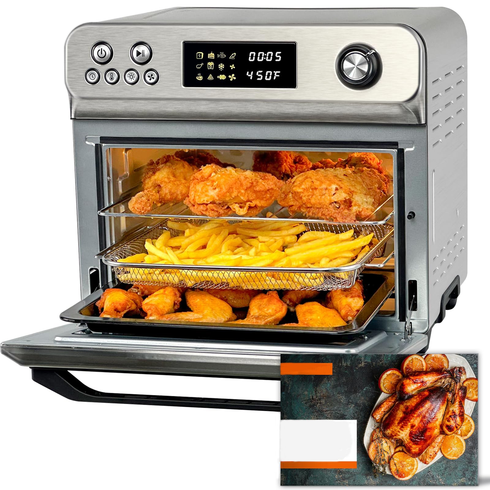 10-in-1 Large Toaster Oven Combo with LED Display Knob Control