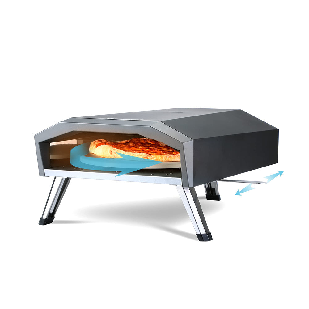 Outdoor Pizza Oven Portable Stainless Steel Backyard Grill Wood Pellet and Charcoal Fired Pizza Maker, Foldable Legs