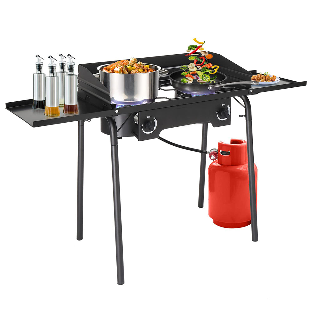 2 Burner Gas Stove with Side Shelves