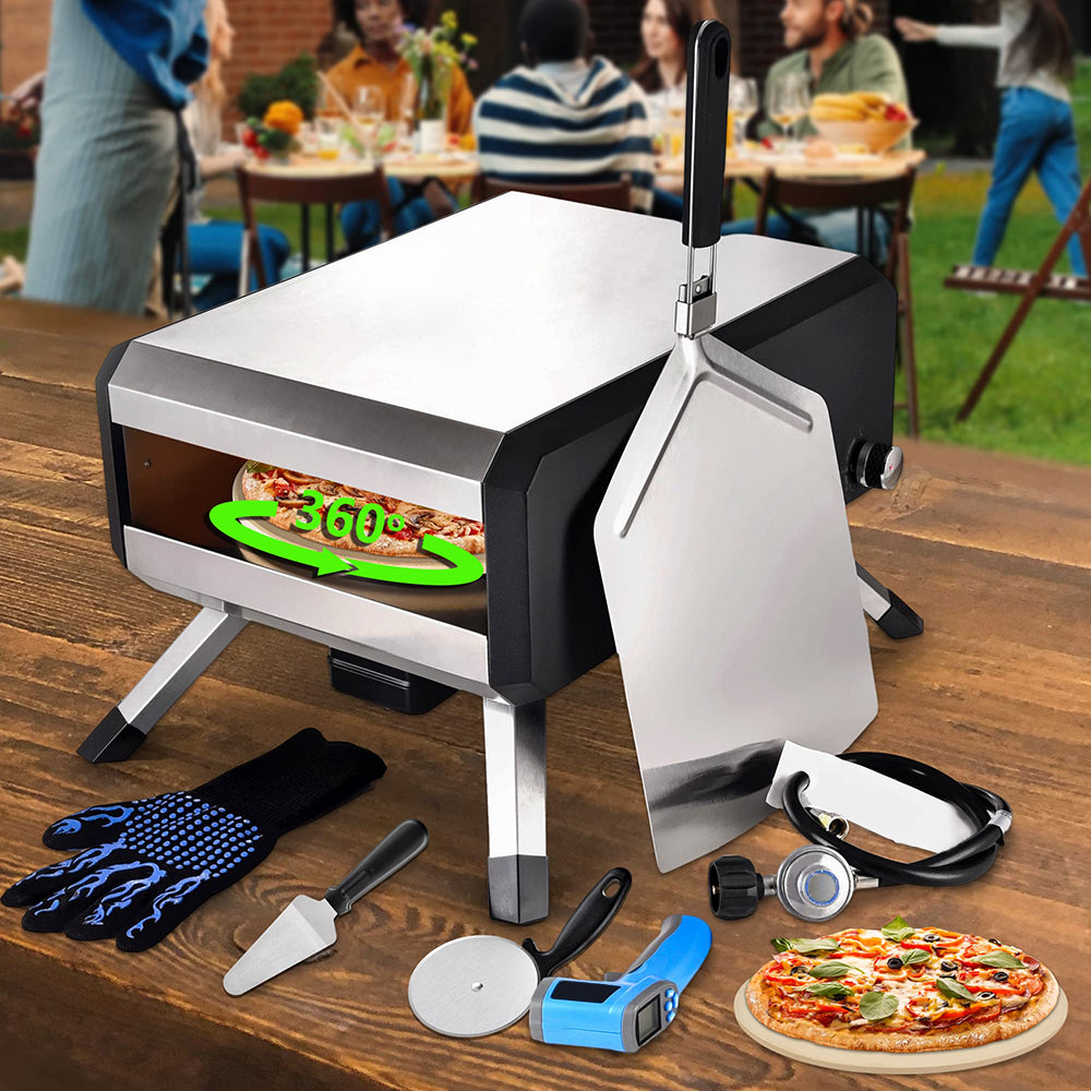 Stainless Steel 360 Automatic Rotation GAS Pizza Oven