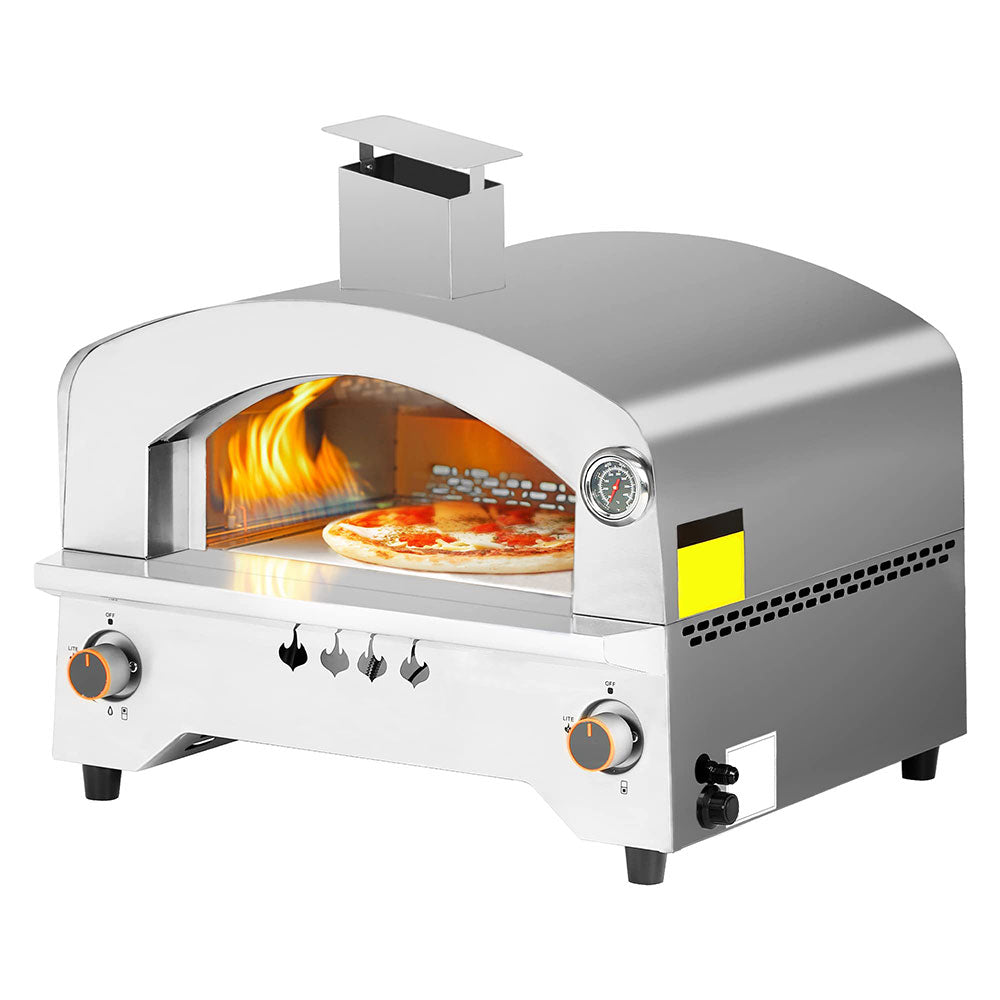 Portable Propane Pizza Oven with 13 inch Pizza Stone, Stainless Steel Pizza Maker for Outdoor Cooking